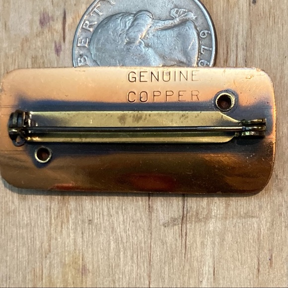 Vintage copper rectangular “S” brooch LIKE NEW - Picture 4 of 4